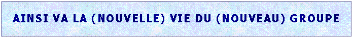 Zone de Texte: AINSI VA LA (NOUVELLE) VIE DU (NOUVEAU) GROUPE